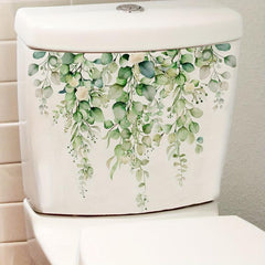 Plant Flower Pattern Toilet Lid Decal Self Adhesive Wall Sticker