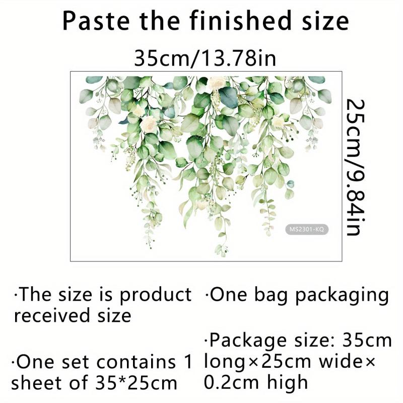 Plant Flower Pattern Toilet Lid Decal Self Adhesive Wall Sticker