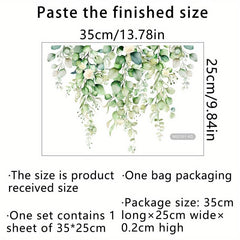 Plant Flower Pattern Toilet Lid Decal Self Adhesive Wall Sticker