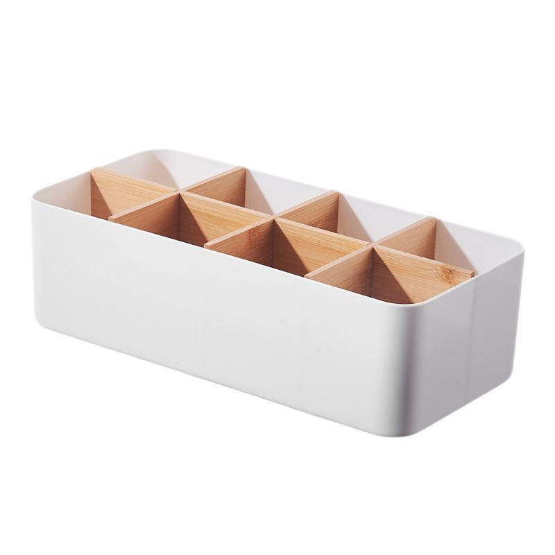 Desktop Storage Box Bamboo Wood Cosmetics Storage Basket Remote Control Panel