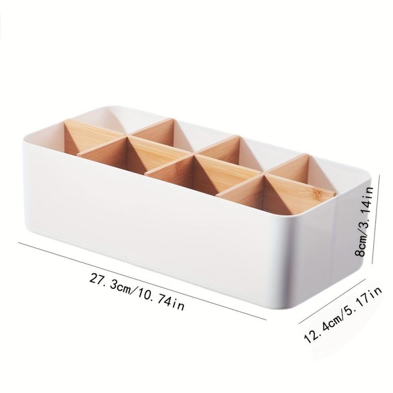 Desktop Storage Box Bamboo Wood Cosmetics Storage Basket Remote Control Panel