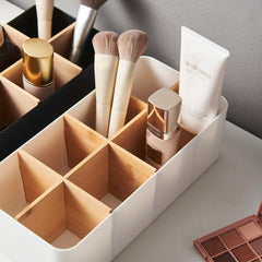 Desktop Storage Box Bamboo Wood Cosmetics Storage Basket Remote Control Panel