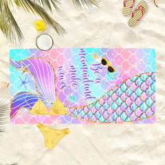 Mermaid Pattern Beach Towel Large Microfiber Soft Sunscreen Towel