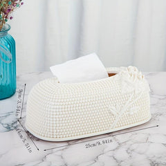 Embossed Flower Tissue Box Resin Golden/Pearl Bathroom Accessories