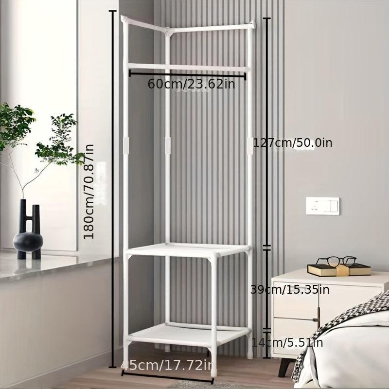 Coat Rack Floor Bedroom Corner Storage Shelf Clothes Hanging Shelf