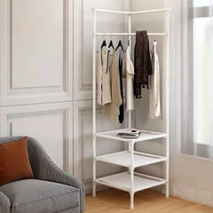 Coat Rack Floor Bedroom Corner Storage Shelf Clothes Hanging Shelf