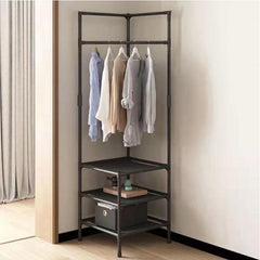 Coat Rack Floor Bedroom Corner Storage Shelf Clothes Hanging Shelf