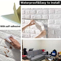 12pcs DIY 3D Wall Sticker Soft Brick Wallpaper Self Adhesive Waterproof