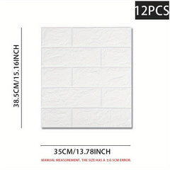 12pcs DIY 3D Wall Sticker Soft Brick Wallpaper Self Adhesive Waterproof