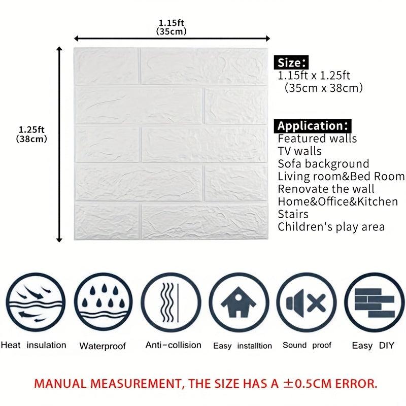 12pcs DIY 3D Wall Sticker Soft Brick Wallpaper Self Adhesive Waterproof
