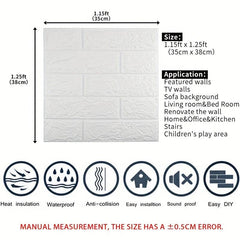 12pcs DIY 3D Wall Sticker Soft Brick Wallpaper Self Adhesive Waterproof