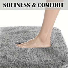 Non Slip Bathroom Rug Water Absorbent Shaggy Bath Mat Machine Washable Plush