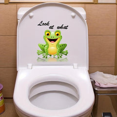Funny Frog Toilet Lid Decal Wall Sticker Bathroom Decor