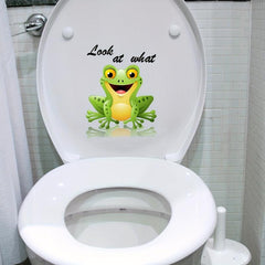 Funny Frog Toilet Lid Decal Wall Sticker Bathroom Decor