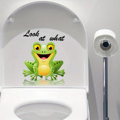 Funny Frog Toilet Lid Decal Wall Sticker Bathroom Decor