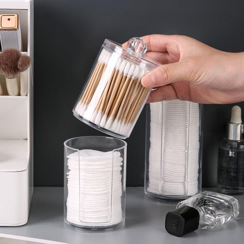 2-in-1 Double Circular Cotton Swab Box Makeup Remover Storage Box