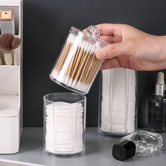 2-in-1 Double Circular Cotton Swab Box Makeup Remover Storage Box