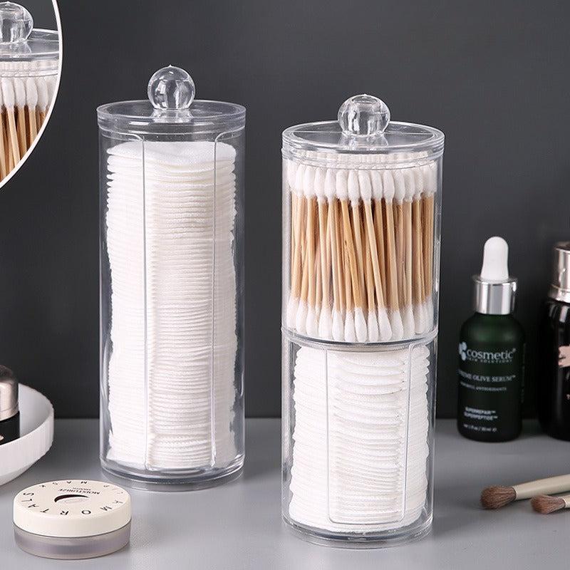 2-in-1 Double Circular Cotton Swab Box Makeup Remover Storage Box