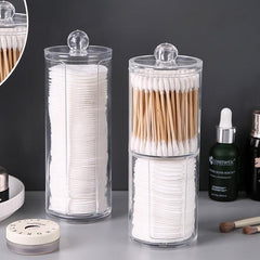2-in-1 Double Circular Cotton Swab Box Makeup Remover Storage Box