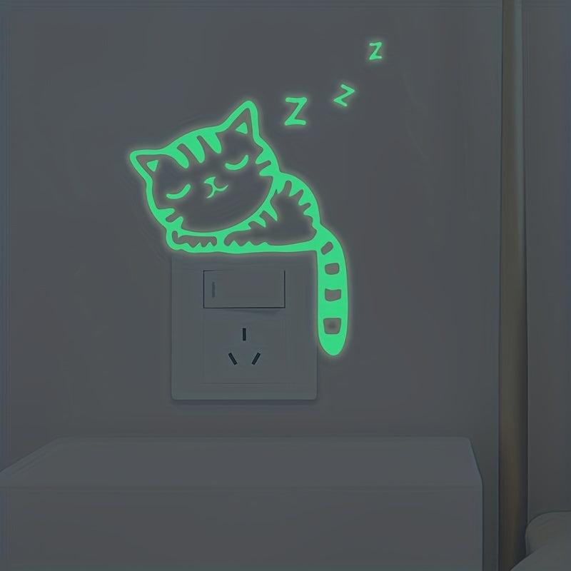 Luminous Cat Pattern Switch Sticker Glow in the Dark Wall Sticker