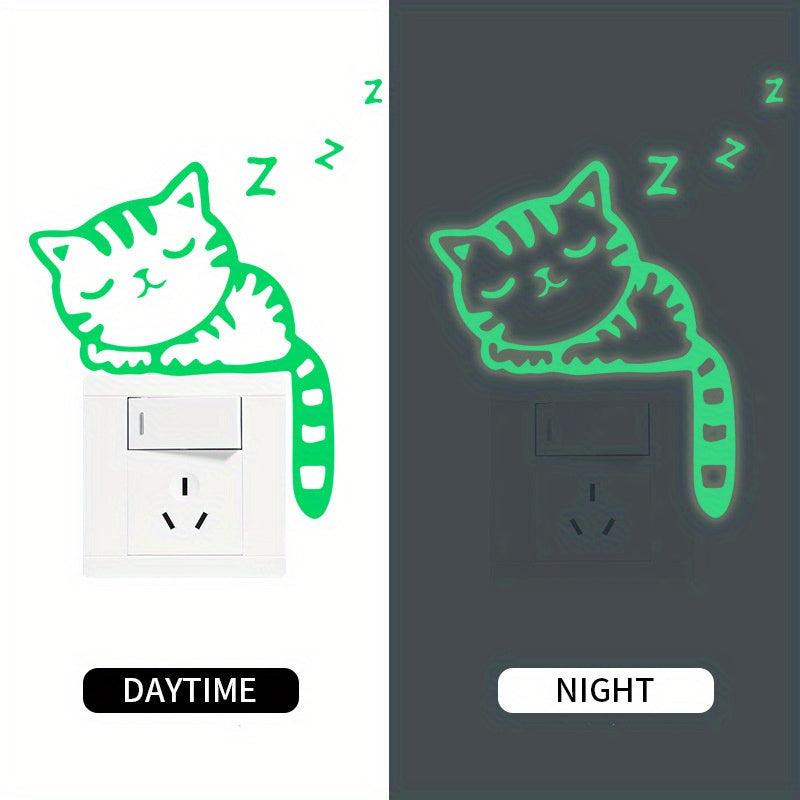 Luminous Cat Pattern Switch Sticker Glow in the Dark Wall Sticker
