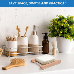 Wood Soap Dish Holder with Drain for Bathroom Shower