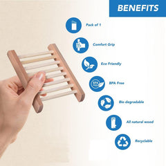 Wood Soap Dish Holder with Drain for Bathroom Shower