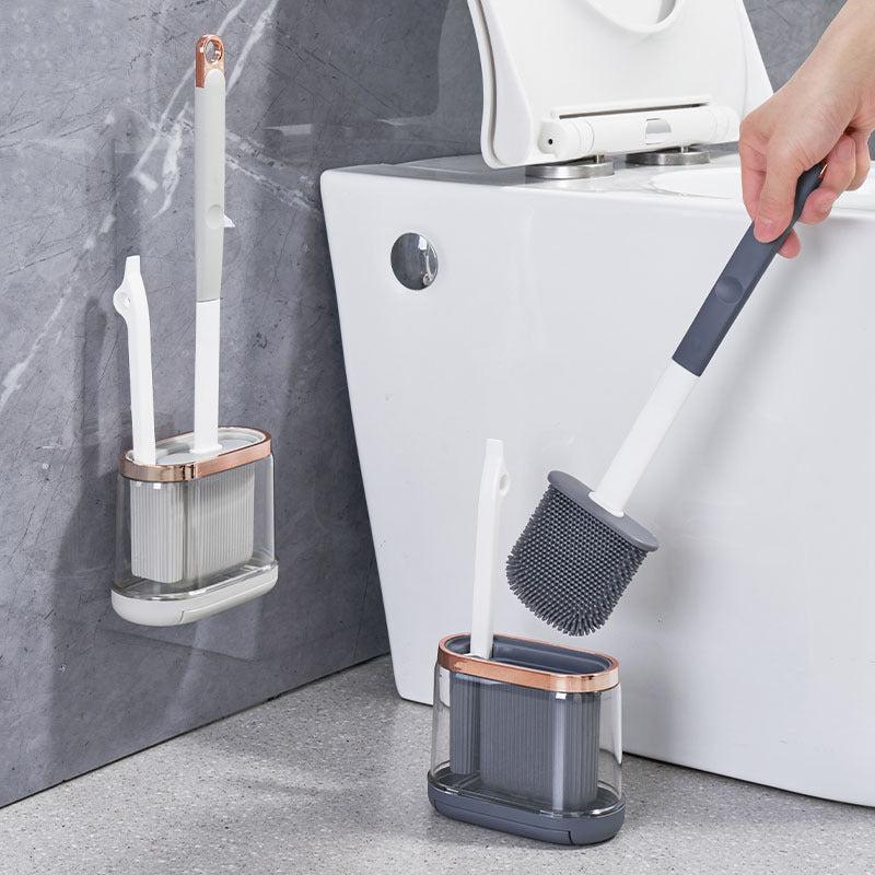3 in 1 Silicone Toilet Brush Set Wall Mounted No Dead Ends Easy Cleaning