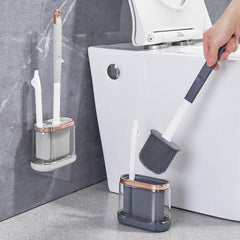 3 in 1 Silicone Toilet Brush Set Wall Mounted No Dead Ends Easy Cleaning