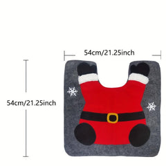 2pcs Santa Toilet Mat Set Christmas Bathroom Decor