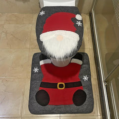 2pcs Santa Toilet Mat Set Christmas Bathroom Decor
