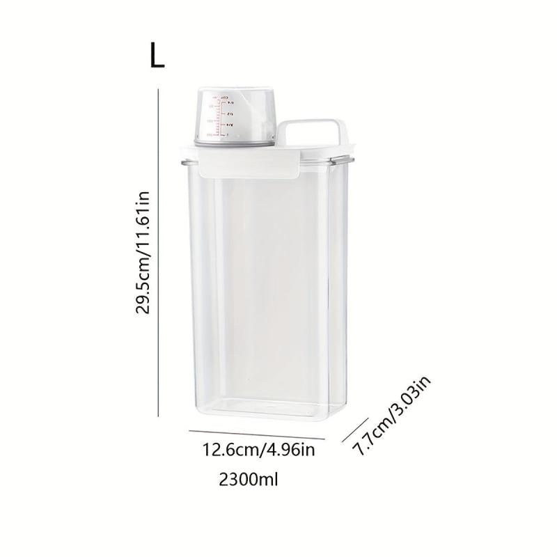 Portable Washing Powder Dispenser with Measuring Cup Storage Jar