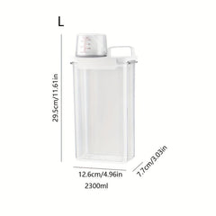 Portable Washing Powder Dispenser with Measuring Cup Storage Jar