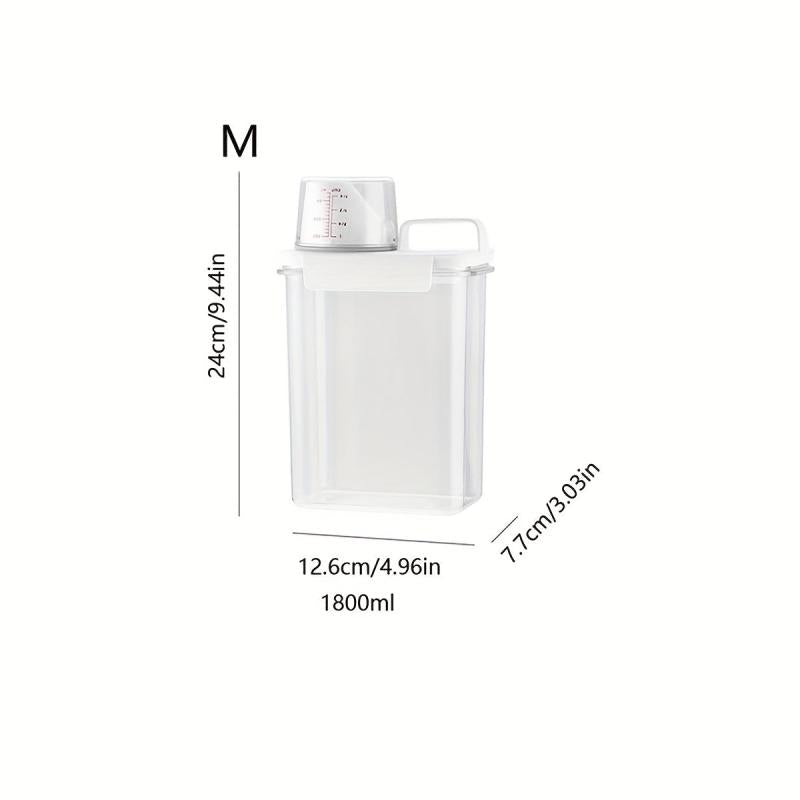 Portable Washing Powder Dispenser with Measuring Cup Storage Jar