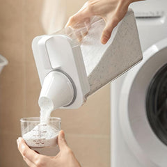 Portable Washing Powder Dispenser with Measuring Cup Storage Jar