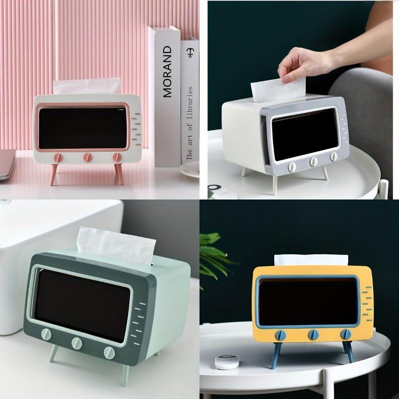 TV Shaped Tissue Box with Phone Holder