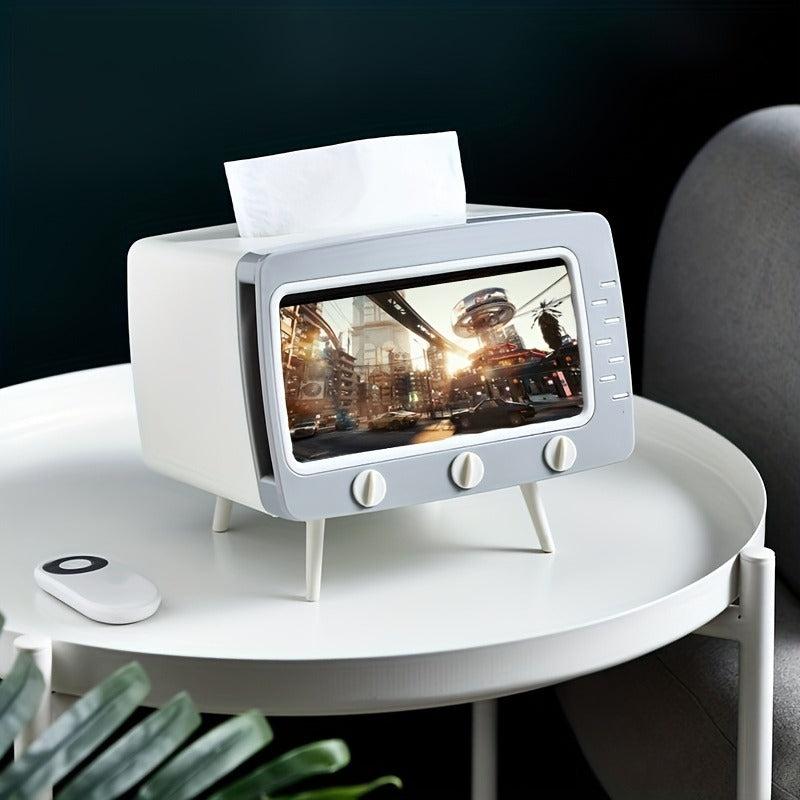 TV Shaped Tissue Box with Phone Holder