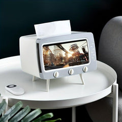 TV Shaped Tissue Box with Phone Holder