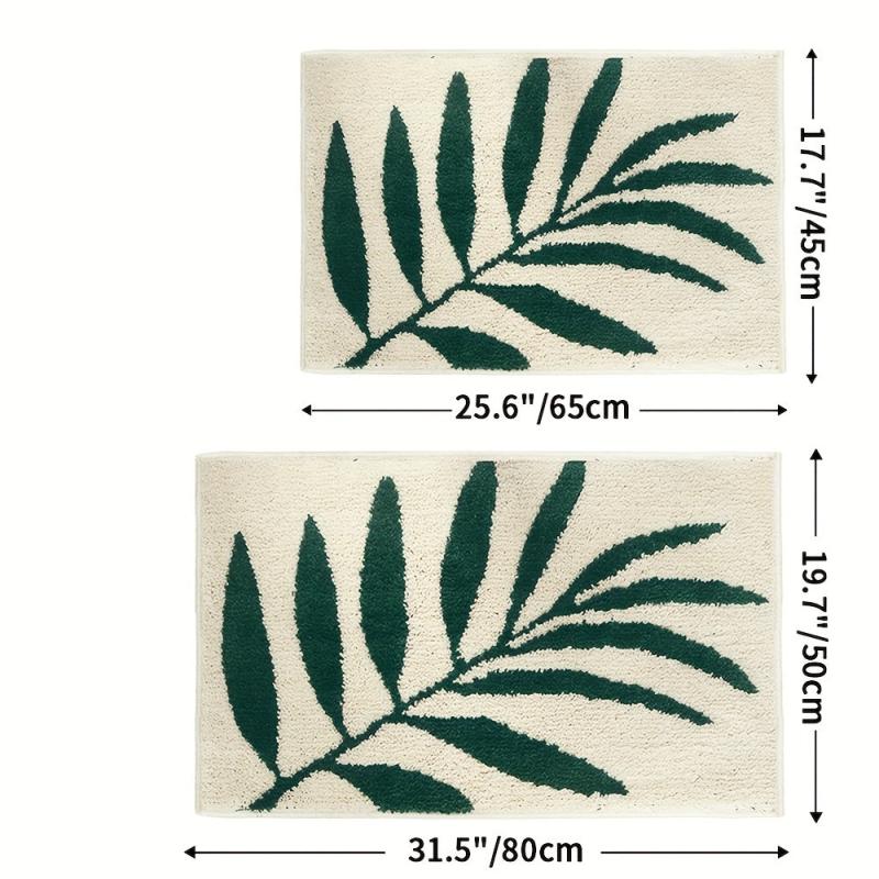 Leaf Pattern Bathroom Rug Non-slip Mat