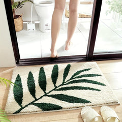 Leaf Pattern Bathroom Rug Non-slip Mat