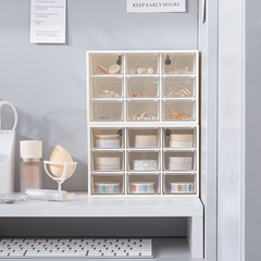 9 Grids Storage Box With Drawer for Students Dormitory Dustproof
