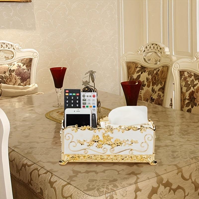 Flower Detail Tissue Storage Box Remote Control Holder