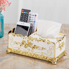 Flower Detail Tissue Storage Box Remote Control Holder