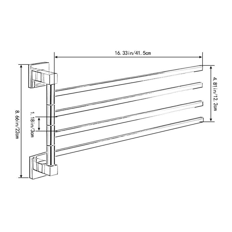 Stainless Steel Rotating Towel Holder 2 4 Layer Swing Arms Towel Rail