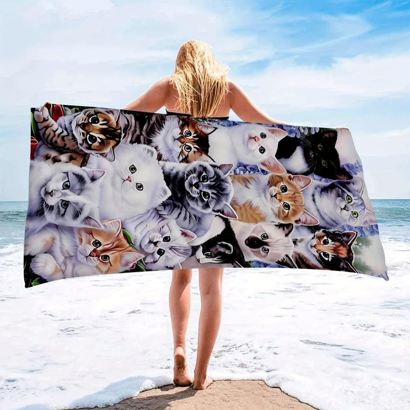 Large Cat Pattern Microfiber Beach Towel
