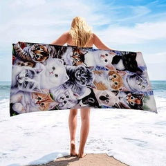 Large Cat Pattern Microfiber Beach Towel