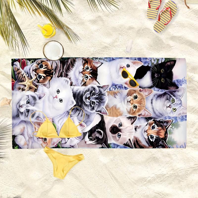 Large Cat Pattern Microfiber Beach Towel