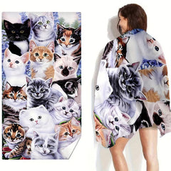 Large Cat Pattern Microfiber Beach Towel