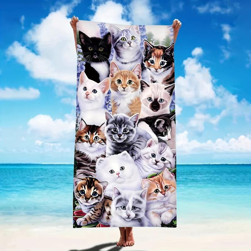 Large Cat Pattern Microfiber Beach Towel