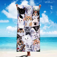 Large Cat Pattern Microfiber Beach Towel